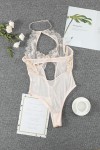 Sexy apricot veil and lace bodysuit