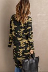 Long cardigan with green camouflage print