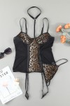 Leopard print 2 piece lingerie set