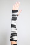 Pair of long mittens, different colors, striped