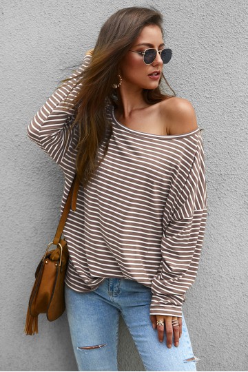 Oversized khaki striped top