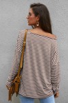 Oversized khaki striped top