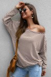 Oversized khaki striped top