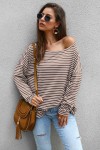 Oversized khaki striped top