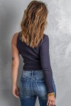 One-shoulder fitted ribbed top