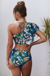 Blue two-piece swimsuit with Toucan pattern