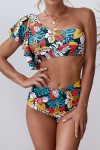 Multicolored floral two-piece swimsuit