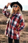 Red check button-down shirt