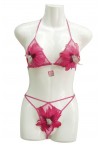 Triangle bra and thong set with feathers