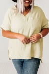 Textured beige top with large size pocket