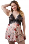 Plus Size Floral and Black Lace Babydoll