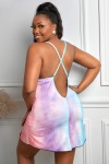Big Size Multicolored Tie & Dye Babydoll with Black Lace