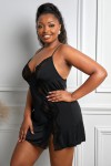 Plus size black babydoll with black lace