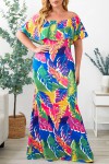 Robe sirène multicolore tropicale Grande Taille
