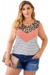 Plus Size Striped, Pink and Leopard Tank Top