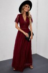 Long burgundy dress with lace