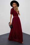 Long burgundy dress with lace