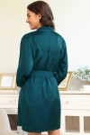 Nightie and green satin jacket with white lace
