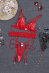 3-piece red lace set with garter belt