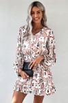 Apricot floral dress with long sleeves