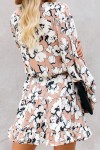 Apricot floral dress with long sleeves