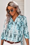 Blue python print blouse