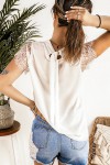 White top with lace sleeves