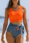 Blue and orange 2-piece swimsuit