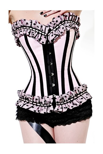 Satin and lace corset with front hook closure