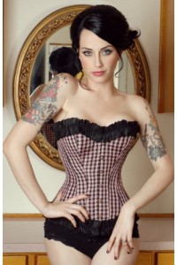 Check pattern corset and thong set
