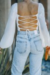 White bodysuit with puff sleeves