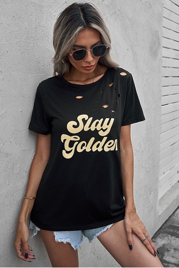 T-shirt noir "stay golden"