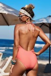 Red Mesh Patchwork One-Piece Swimsuit