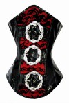 Gothic corset with faux leather inserts, black and red