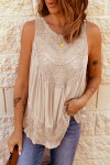 Apricot sleeveless top with lace details